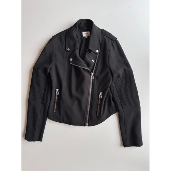 Aritzia WILFRED Montesson Black Crepe Motorcycle Moto Biker Jacket, Size 4 - Picture 5 of 13